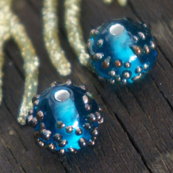 Námořní Modrá Stříbrná Lampwork Korálky Pár české Ručně vyráběné Skleněné Korálky SRA Řemeslník Lampwork Korálky Sada Kulaté