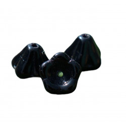 Malé korálky z českého skla ve tvaru zvonečku-kytičky neprůhledné, černé, rozměry 6 mm x 8 mm 30 kusů