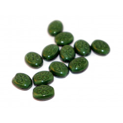 Jetel Korálek Smaragdově Zelené, české Sklo Plochý Oválný Vyřezávané St Patrick Den List Korálky 10mm x 8mm 20ks