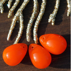 Orange české Slza Korálky Oranžové české Skleněné Korálky Oranžové Czech Beads Český Korálky Oranžové Slza Korálky 13mm x 10mm