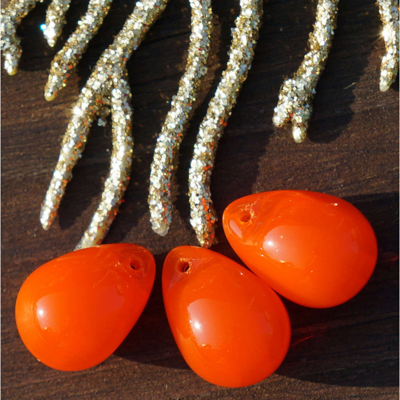 Orange české Slza Korálky Oranžové české Skleněné Korálky Oranžové Czech Beads Český Korálky Oranžové Slza Korálky 13mm x 10mm