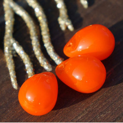 Orange české Slza Korálky Oranžové české Skleněné Korálky Oranžové Czech Beads Český Korálky Oranžové Slza Korálky 13mm x 10mm