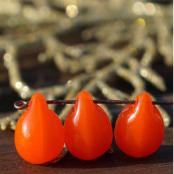 Orange české Slza Korálky Oranžové české Skleněné Korálky Oranžové Czech Beads Český Korálky Oranžové Slza Korálky 13mm x 10mm