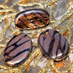 Bronz Velké Oválné Ploché Skleněné Korálky Oválné české Sklo Korálek Oválný Korálek Bronzové Jasné, Plochý Oválný Korálek 18mm