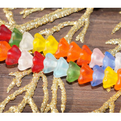Mix Matný, Vícebarevná Bell Květina české Skleněné Korálky Flower Bead Caps Český Korálky Sklo Květina Korálky české Flower