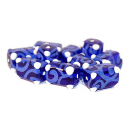 Modrá Bílá Gzhel české Sklo Ruční Lampwork Korálky Obdélník Curl Tube Korálky 16mm x 10mm 2ks