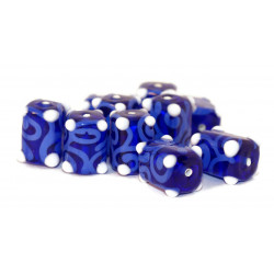 Modrá Bílá Gzhel české Sklo Ruční Lampwork Korálky Obdélník Curl Tube Korálky 16mm x 10mm 2ks