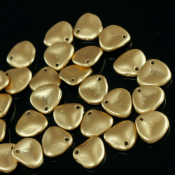 Korálky PRECIOSA z českého skla ve tvaru okvětních lístků růže ploché, zlaté, matné, rozměry 8 mm x 7 mm 50 kusů