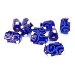 Modrá Bílá Gzhel české Sklo Ruční Lampwork Korálky Trojúhelník Trubice Curl Vánoční Korálky 16mm x 10mm 2ks