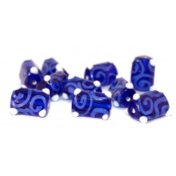 Modrá Bílá Gzhel české Sklo Ruční Lampwork Korálky Trojúhelník Trubice Curl Vánoční Korálky 16mm x 10mm 2ks