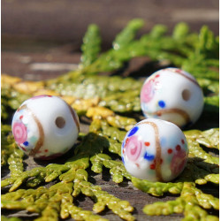 Neprůhledné Bílé Zlato Květina Vinuté Perle Grace Lampwork Korálky Pár české Ručně vyráběné Skleněné Korálky SRA Řemeslník