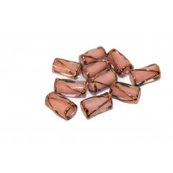 Valentýna Růžové Zlato Bronz české Skleněné Vinuté, Ruční práce Tube Korálky 16mm x 8mm 2ks