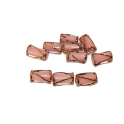 Valentýna Růžové Zlato Bronz české Skleněné Vinuté, Ruční práce Tube Korálky 16mm x 8mm 2ks