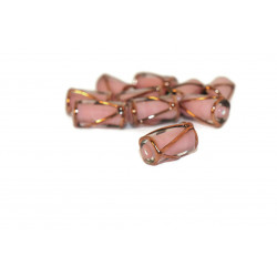 Valentýna Růžové Zlato Bronz české Skleněné Vinuté, Ruční práce Tube Korálky 16mm x 8mm 2ks