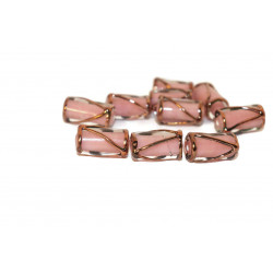 Valentýna Růžové Zlato Bronz české Skleněné Vinuté, Ruční práce Tube Korálky 16mm x 8mm 2ks