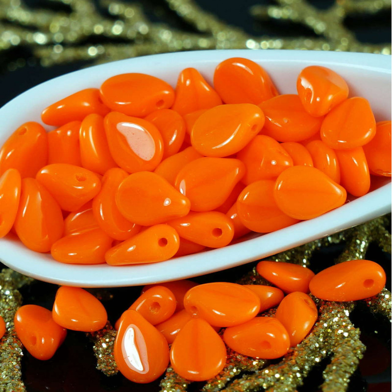 60pcs Neprůhledné Oranžové Halloween PIP Korálky české Sklo PRECIOSA PIP PIP Korálky české Květinové Ploché okvětní Lístek