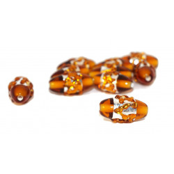 Oranžová Stříbrná trubka Lampwork české sklo ruční korálky Sada pevné stříbro 24k korálky trubice originální autentické 16mm x