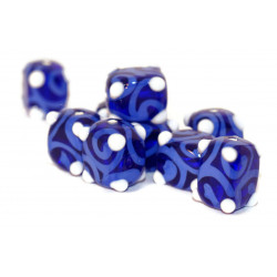 Modrá Bílá Gzhel české Sklo Ruční Lampwork Korálky Obdélník Curl Tube Korálky 13mm x 10mm 2ks