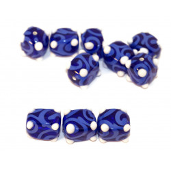 Modrá Bílá Gzhel české Sklo Ruční Lampwork Korálky Obdélník Curl Tube Korálky 13mm x 10mm 2ks