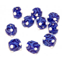 Modrá Bílá Gzhel české Sklo Ruční Lampwork Korálky Obdélník Curl Tube Korálky 13mm x 10mm 2ks