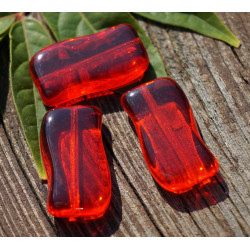 Red Crystal české Sklo Zamával Plochý Obdélník Korálky Velký Český 20mm x 10mm 6ks