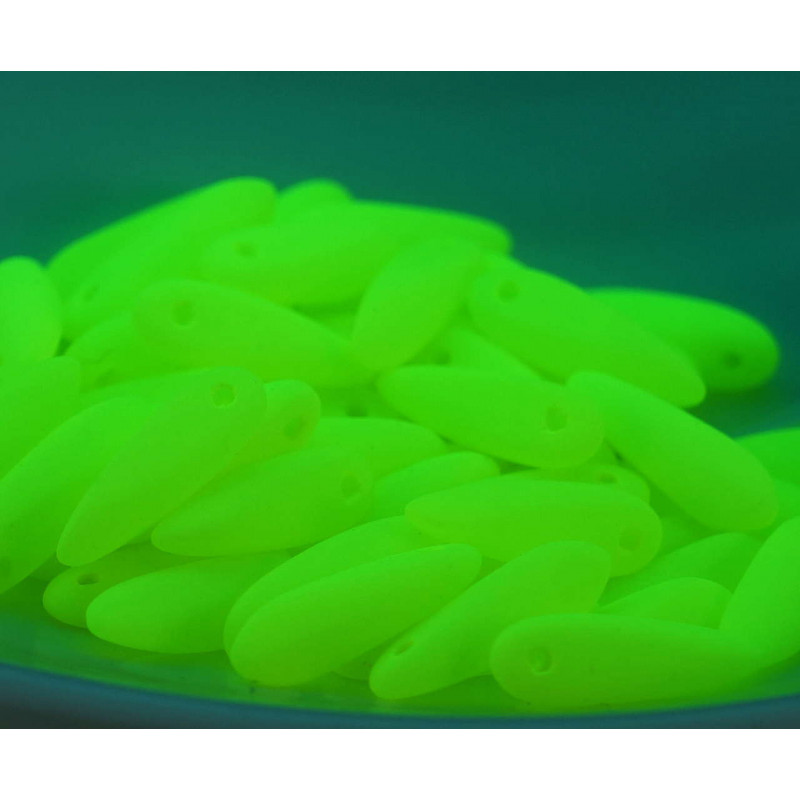 50ks UV Aktivní Neon Žlutý Matný české Sklo Dýka Korálky Sklo List okvětní Lístek Korálky Korálky 11mm x 3mm