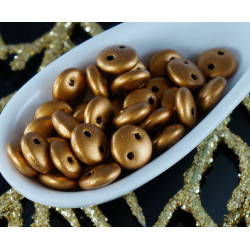 60pcs Matte Metallic Goldenrod CzechMates Čočková české Skleněné Korálky se Dvěma otvory Zlato 6mm