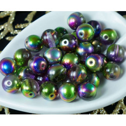 Magic Violet Green Crystal české Sklo Kulaté Korálky Ohněm Leštěné 8mm 14pcs