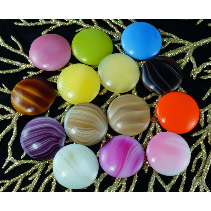 2ks Mix Multicolor české Sklo Klenuté Kabošon 23mm x 6mm