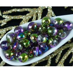 Magic Violet Green Crystal české Sklo Ohněm Leštěné Kulaté Korálky 6mm 40ks