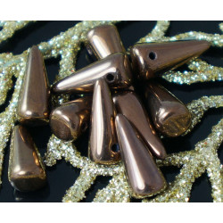 Jet Bronz Lesk českého Skla Hrot Kužel Korálky Drop Trn 14mm x 6mm 12ks