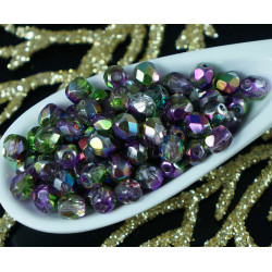 Magic Violet Green Crystal české Sklo Kolo Tváří Korálky Ohněm Leštěné Distanční 4mm 8g Přibližně 100ks