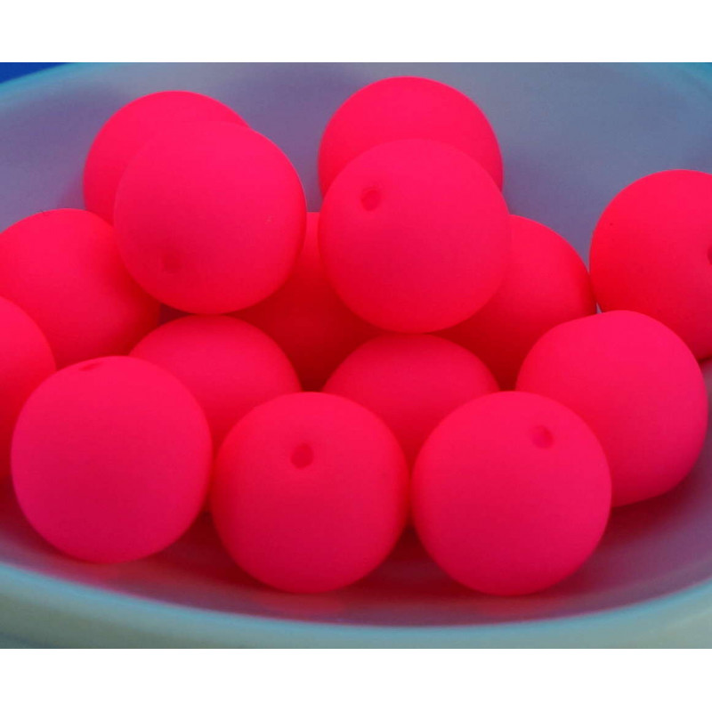 Velké UV Aktivní Neonové Valentine Růžové Matný české Skleněné Kulaté Korálky 10mm 18pcs