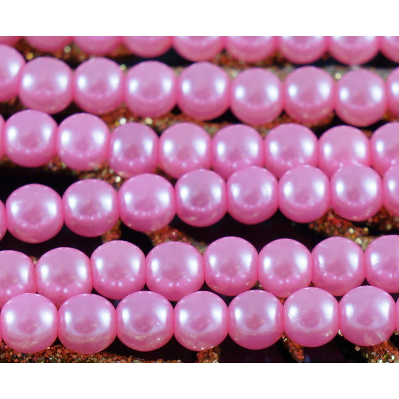 Valentine Pink Pearl české Skleněné Kulaté Korálky Skleněné Imitace Perly 4mm 100ks