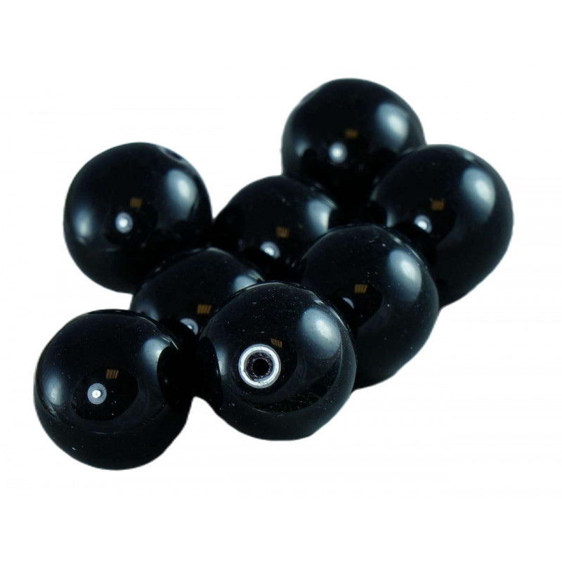 Velké krycí černá Česká Glass Round Beads Český 14mm 2ks