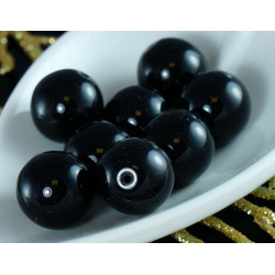 Velké krycí černá Česká Glass Round Beads Český 14mm 2ks