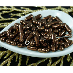 Neprůhledné Metalické Bronzové české Skleněné Podlouhlé Oválné Distanční Farfalle Arašídové Kuličky 9mm x 4mm 60pcs