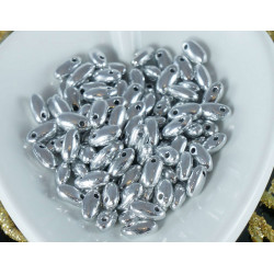 10g Stříbrné Rizo Rýže české Sklo Korálky Rocaille Jeden Otvor 2, 5 mm x 6mm Cca 166pcs