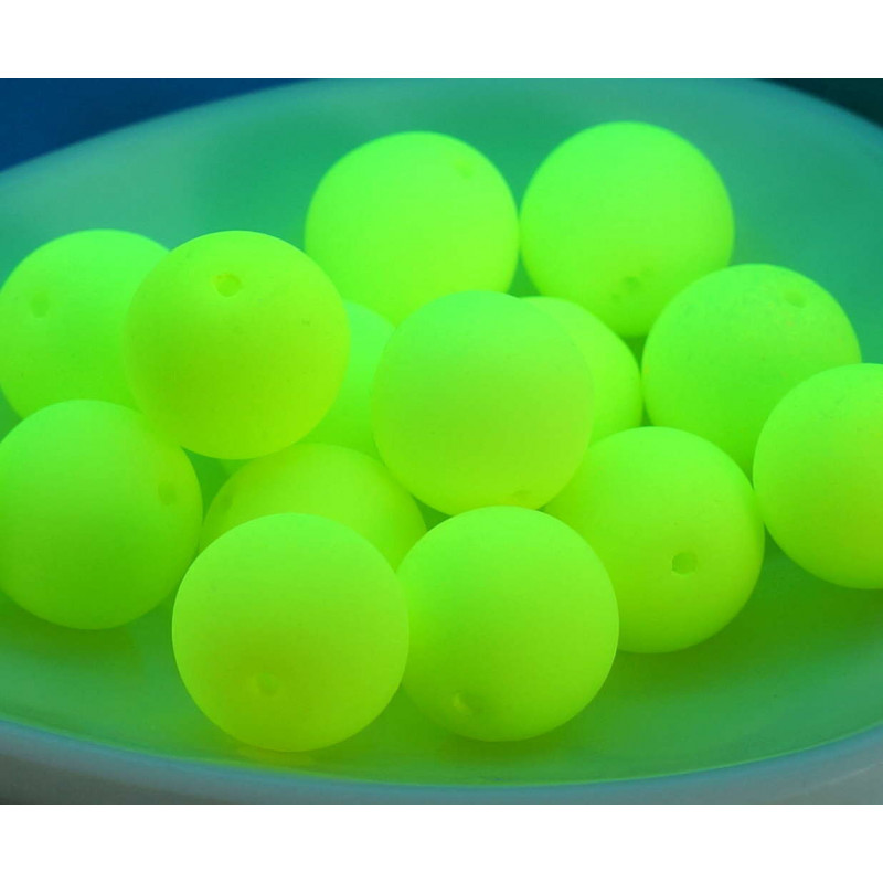 Velké UV Aktivní Neon Žlutý Matný české Skleněné Kulaté Korálky 10mm 18pcs