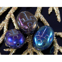 10ks Mix Metalíza Zelená Modrá Iris Scarab české Sklo Hmyzu Korálky Chyba Brouk 14mm x 10mm