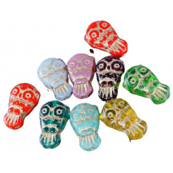 Korálky z českého skla ve tvaru sovy zvířecí motiv mix barev zlaté detaily Halloween rozměry 18 mm x 11 mm 10 kusů