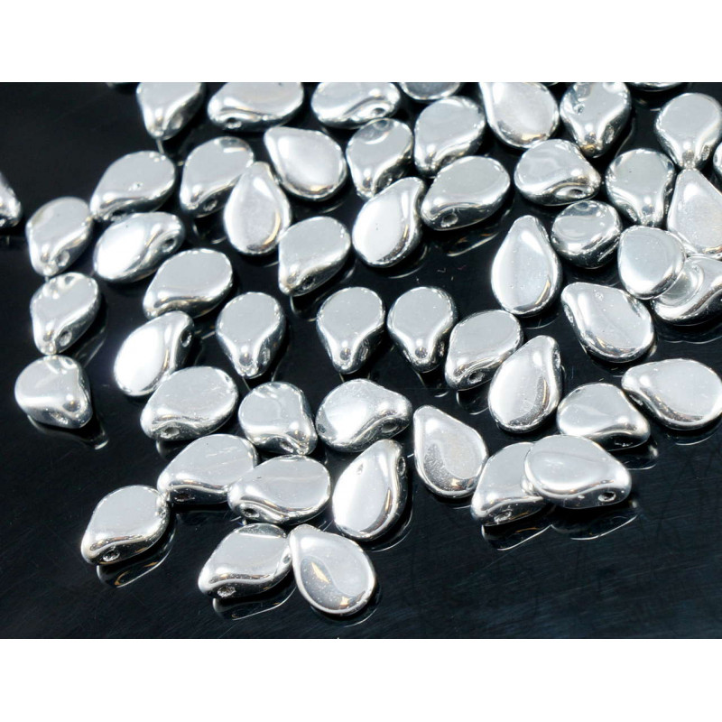 60pcs Neprůhledné Stříbrné PIP Korálky české Sklo PRECIOSA Korálky Lisované Ploché okvětní Lístek 5mm x 7mm