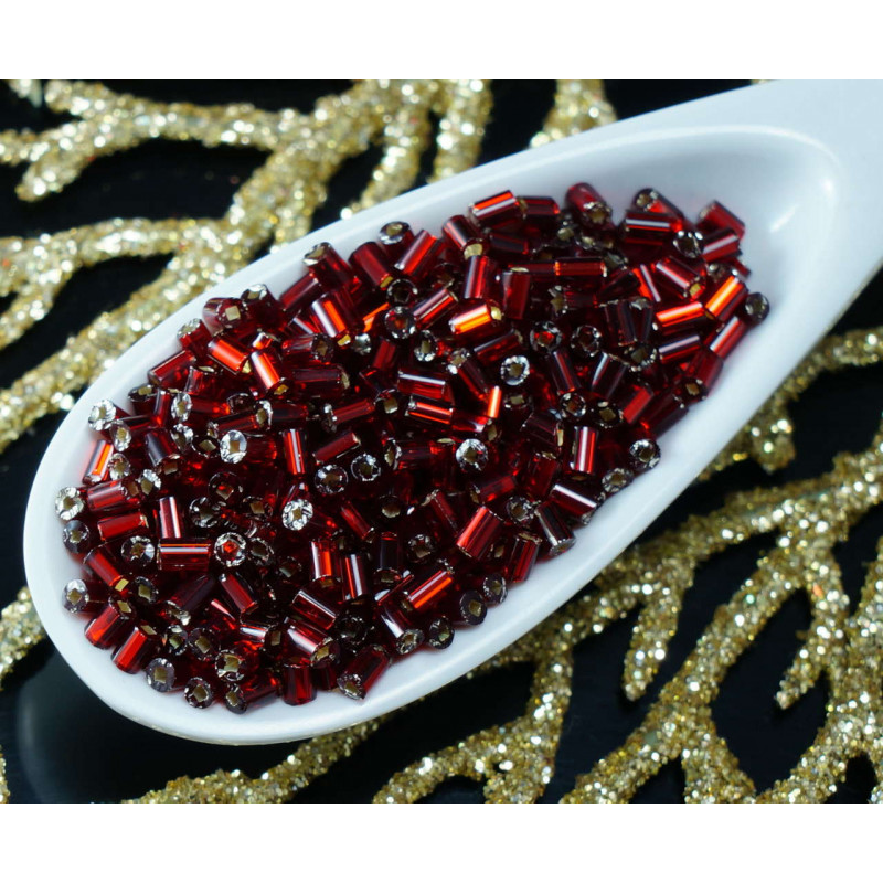 20g Ruby Red Silver Lined české Skleněné Trubice rokajl PRECIOSA Perly Rocaille Distanční 2mm