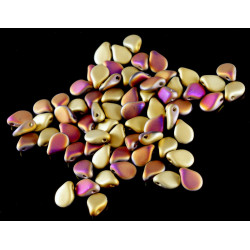 60pcs Matný California Violet Gold PIP Korálky české Sklo PRECIOSA Korálky Lisované Ploché okvětní Lístek 5mm x 7mm