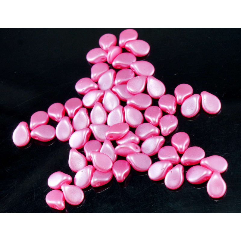 60pcs Pastelové Valentine Pink Pearl PIP Korálky české Sklo PRECIOSA Korálky Lisované Ploché okvětní Lístek 5mm x 7mm