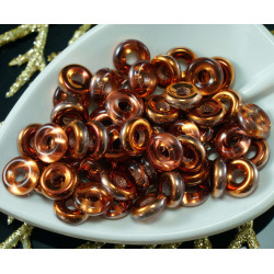 40pcs Crystal Capri Gold Polovina české Sklo Ploché Prsten Korálky O Velký Otvor ve Tvaru Donut 8 mm