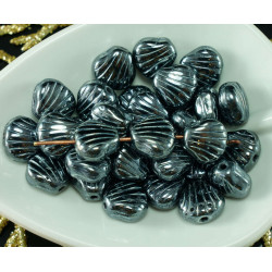 Hematit Stříbrný české Sklo Malé Mušle Korálky Sea Shell Mořského 8mm x 9mm 20ks