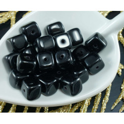 Velké Neprůhledné Černé českého Skla Krychle Korálků 7mm x 8 mm 14pcs