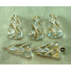 Crystal Clear Gold Lined české Sklo Rampouch Korálky Dlouho Slza Hrot Kužel 15mm x 10mm 8ks