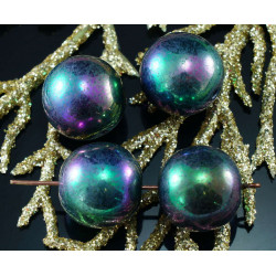 Velké Neprůhledné Metallic Iris Green Purple české Skleněné Kulaté Korálky 13mm 8ks